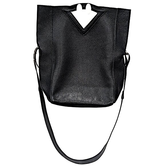 Christopher Kon Black Pebbled Leather Crossbody Large Tote Bag - Conditioned - Picture 6 of 8